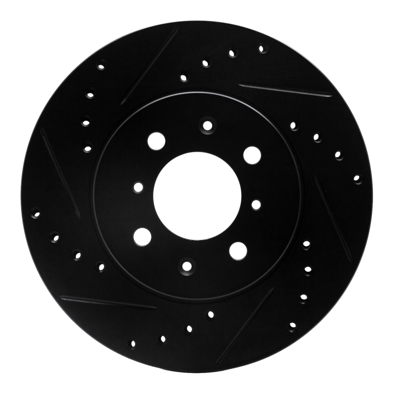 Fiat Panda Brake Rotor (1) - Front Left - R1 Concepts - Drilled & Slotted - Black - `06-`11